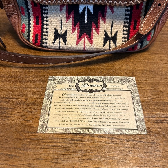 Brighton Vintage Colton Flap Saddle Bag Crossbody Aztec Brown Leather Purse - Picture 13 of 13